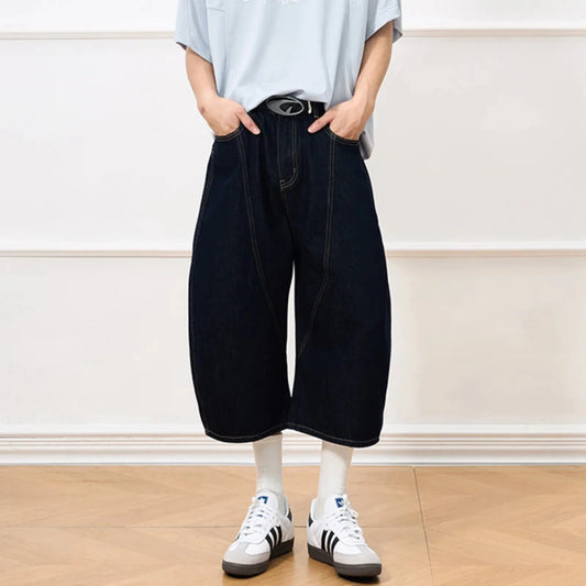Men's Japanese Wide-Leg Shorts - Premium Denim