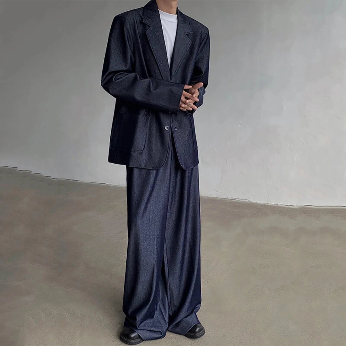 Men's Luxury Dark Denim Oversized Suit Set