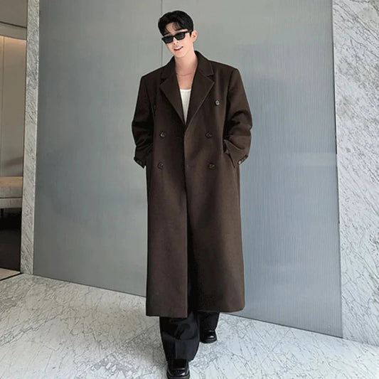 Men's Premium Dark Brown Wool-Blend Coat