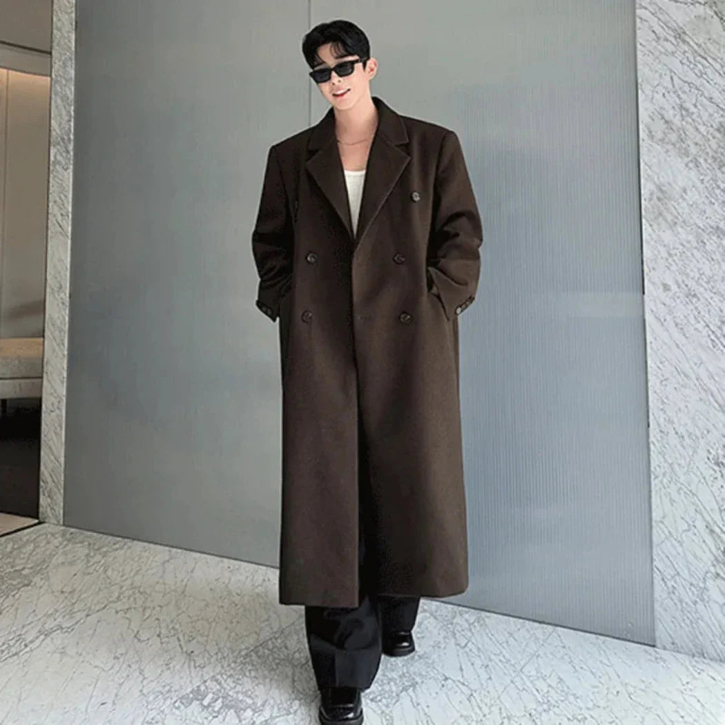 Men's Warm Designer Wool Blend Trench Coat