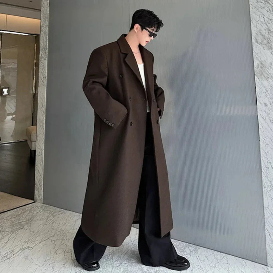 Men's Warm Designer Wool Blend Trench Coat
