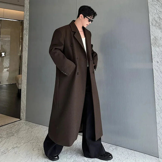 Men's Warm Designer Wool Blend Trench Coat