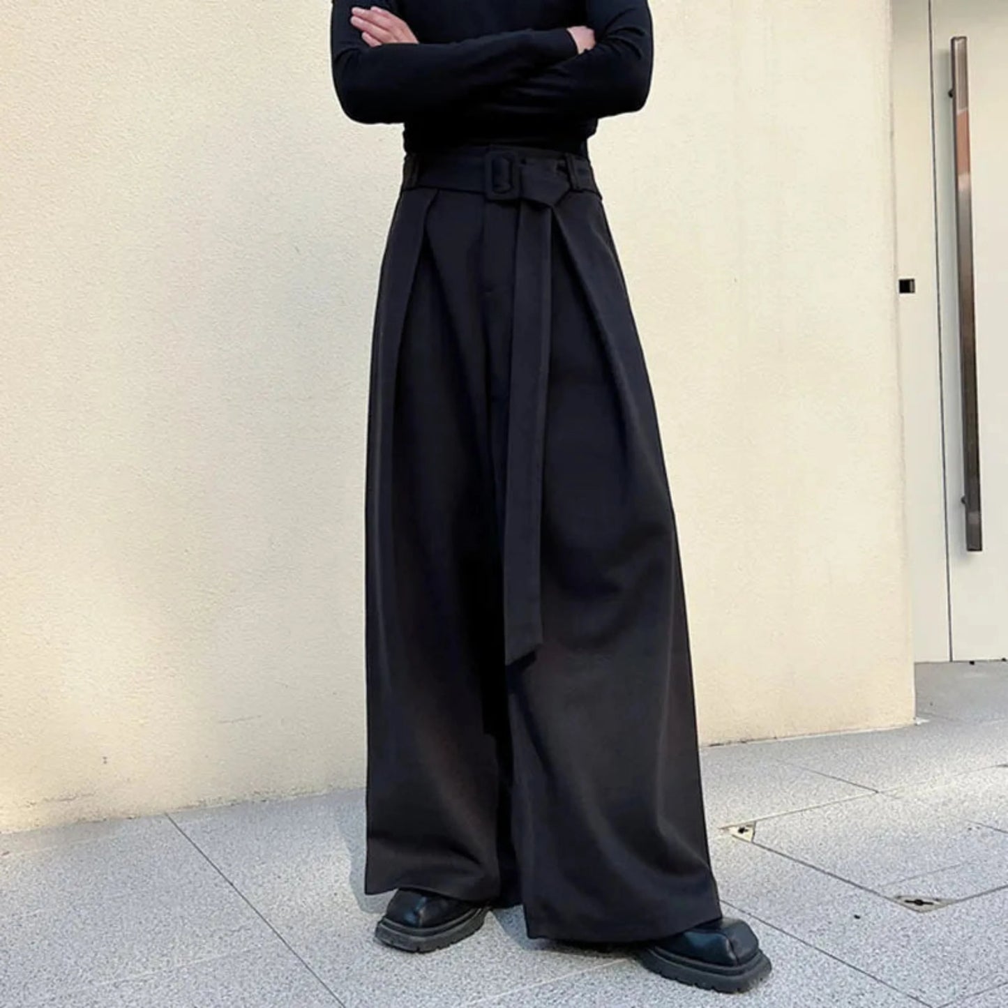 Men's Wide-Leg Wool Blend Pants