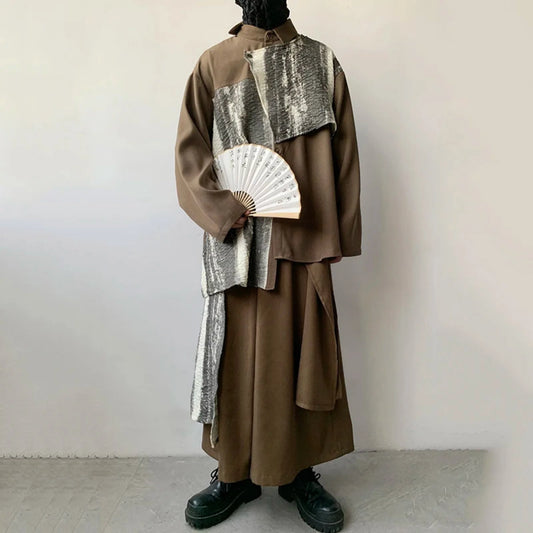 Men's Japanese Luxury Wide-Leg Pants 2-Piece Set