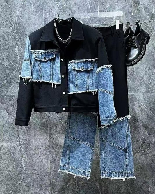 Men's Two-Piece Luxury Denim Set