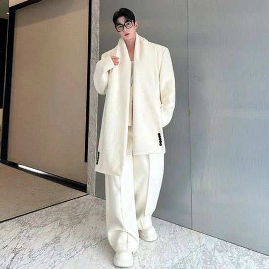 Men's Wool Blend Blazer, Pants and Scarf Set