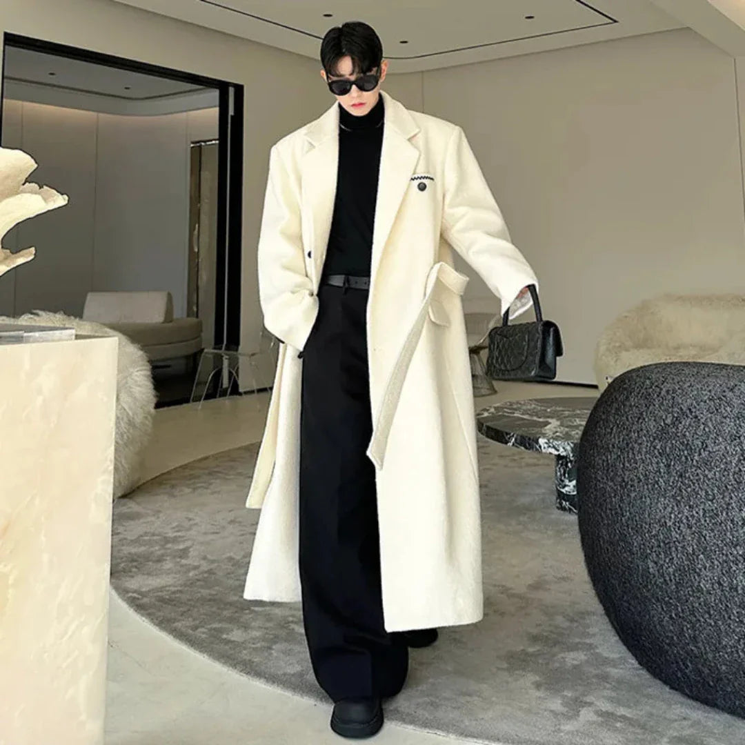 Men's Luxury Long Length Wool Trench Coat