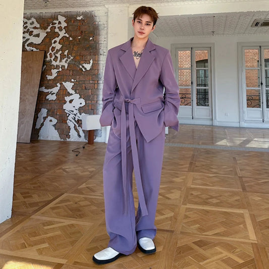 Men's Wrap Blazer & Trousers Baggy Suit Set