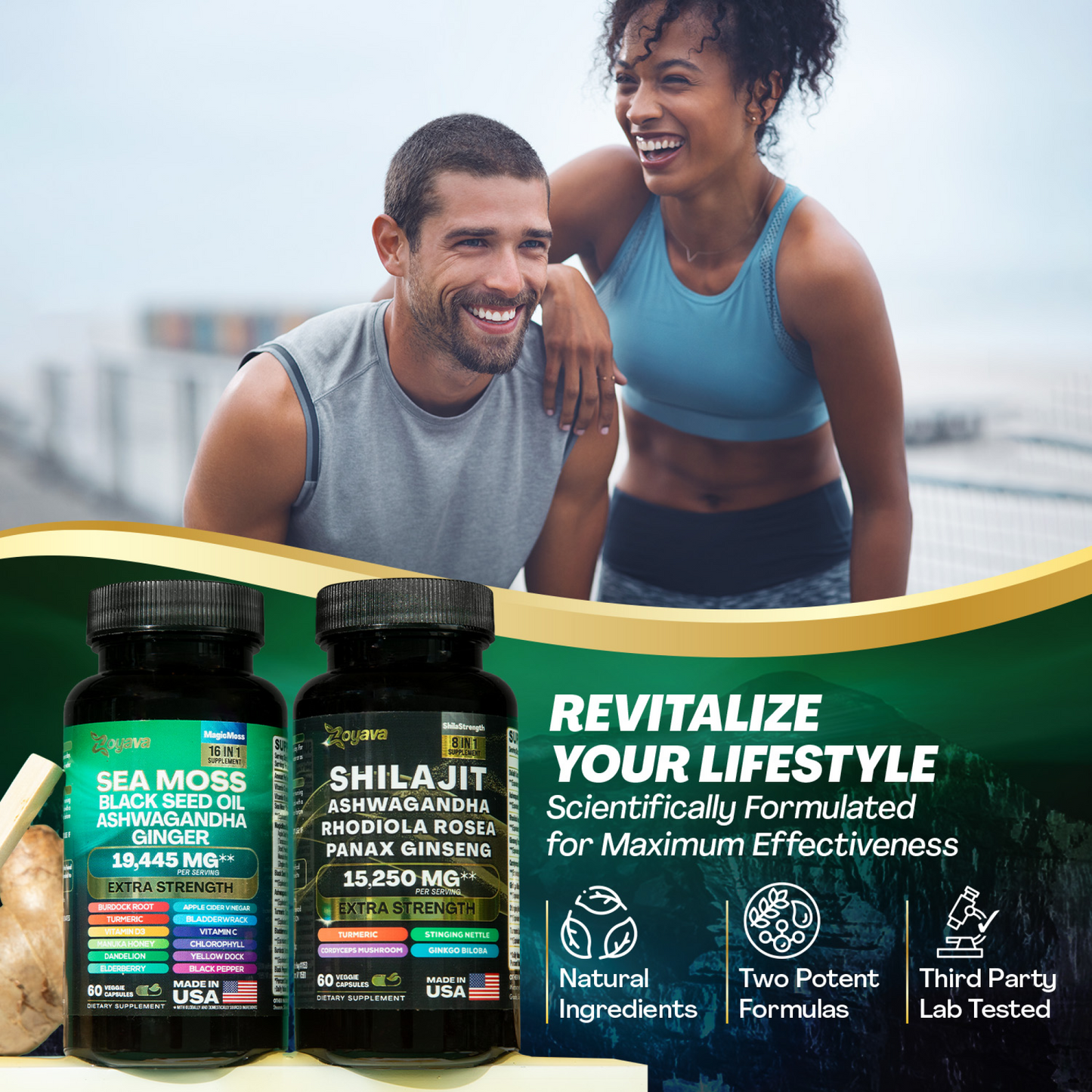 Zoyava™ Vitality Boost Duo: Sea Moss 16-in-1 Magic Moss & Shilajit Power ShilaStrength Blend