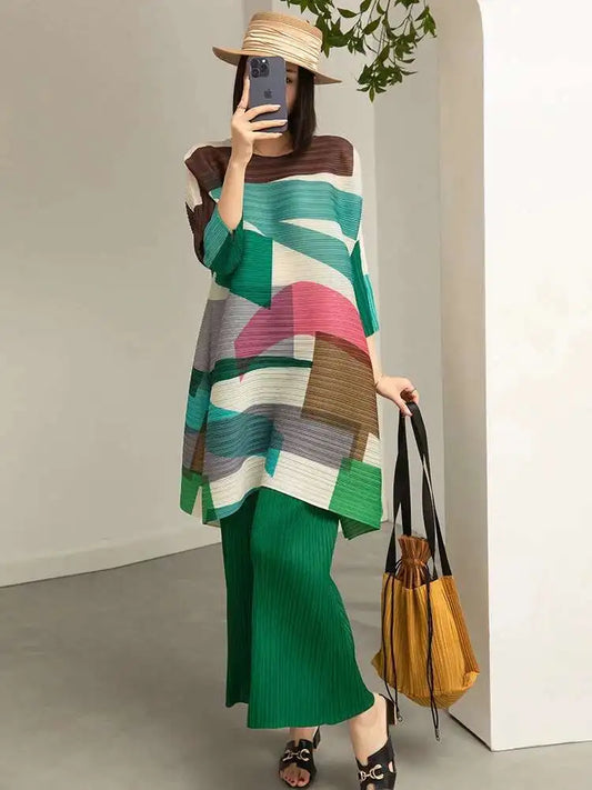 Pleated Two-Piece Modern Style Set