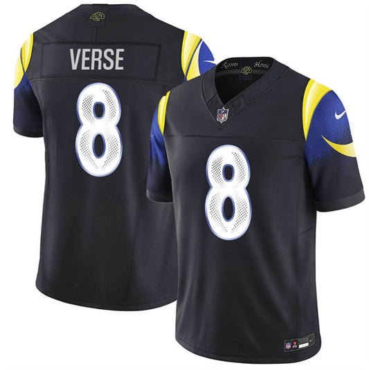 Men’s Los Angeles Rams #8 Jared Verse Black 2025 F.U.S.E. “Rivalries” Vapor Limited Stitched Football Jersey