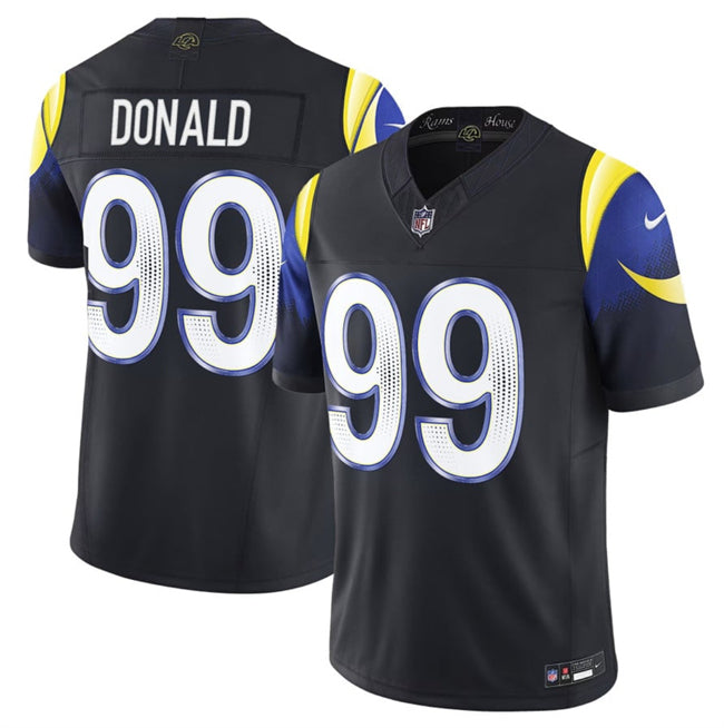 Men’s Los Angeles Rams #99 Aaron Donald Black 2025 F.U.S.E. “Rivalries” Vapor Limited Stitched Football Jersey