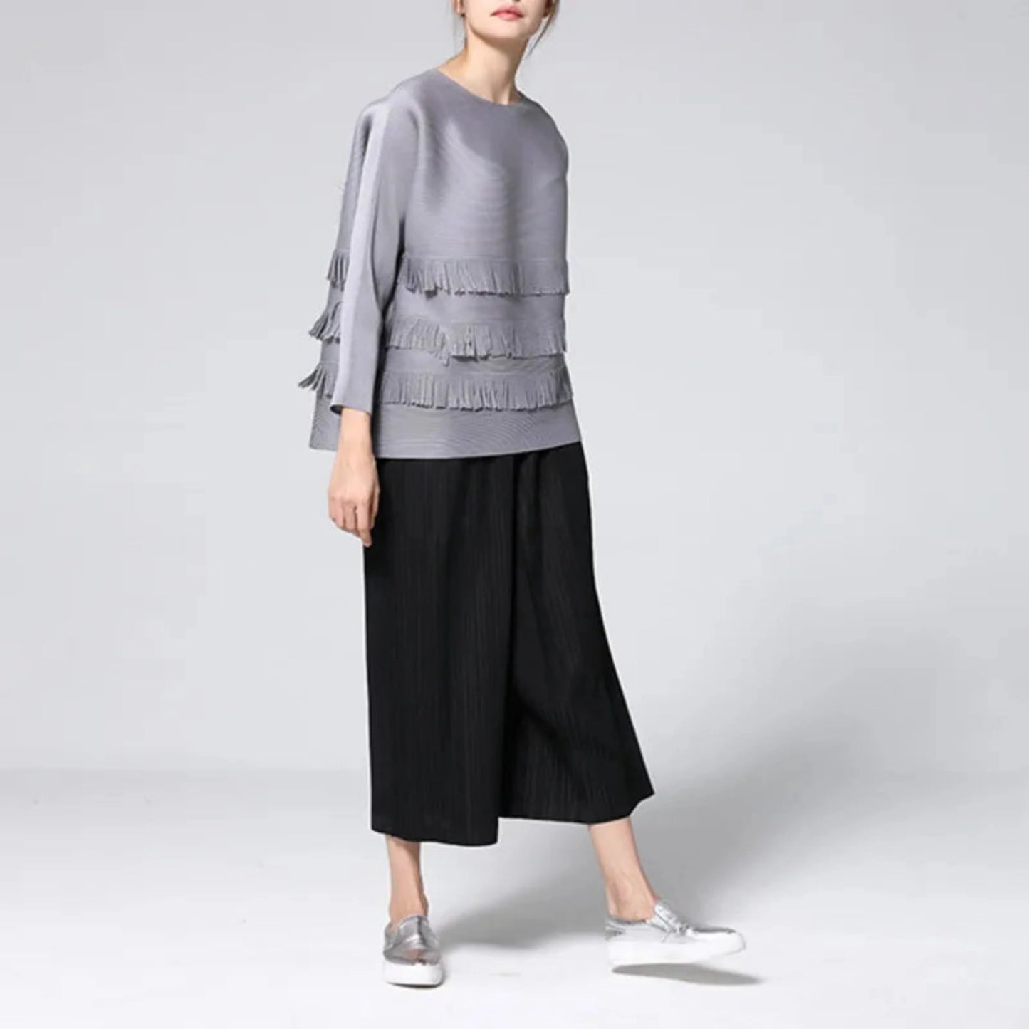 Pleated Relaxed Palazzo Top & Pant Set