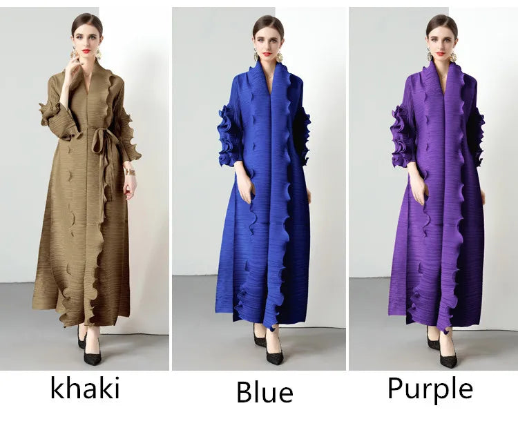 Women's Loose Fit Pleated Long Coat â€?Elegant Outerwear