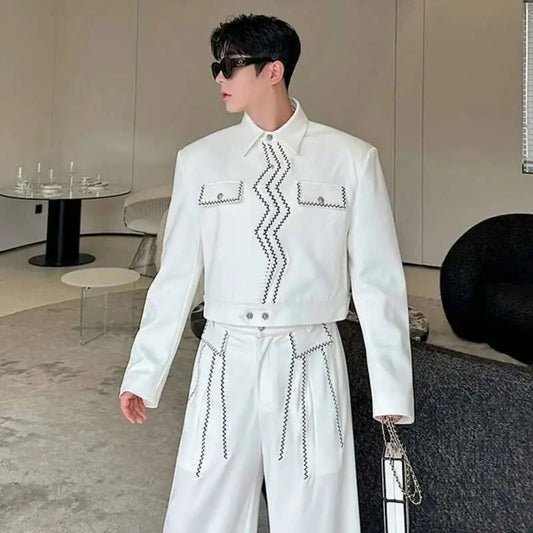 Men's Designer Wavy Stitch 2-Piece Set