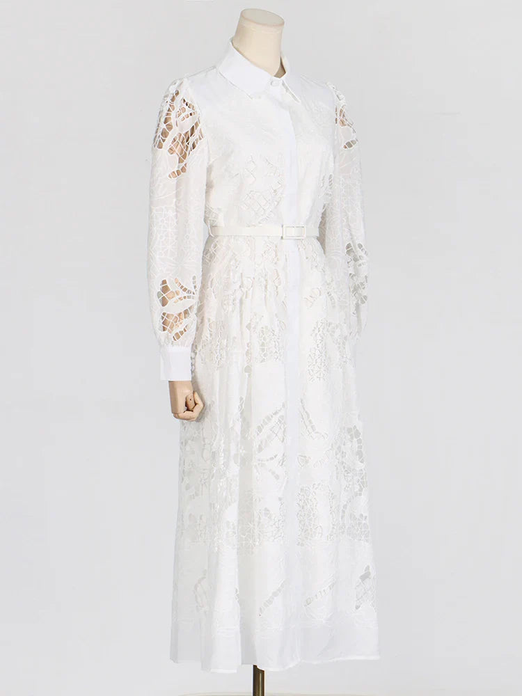 Fit & Flare Floral Lace Midi Dress