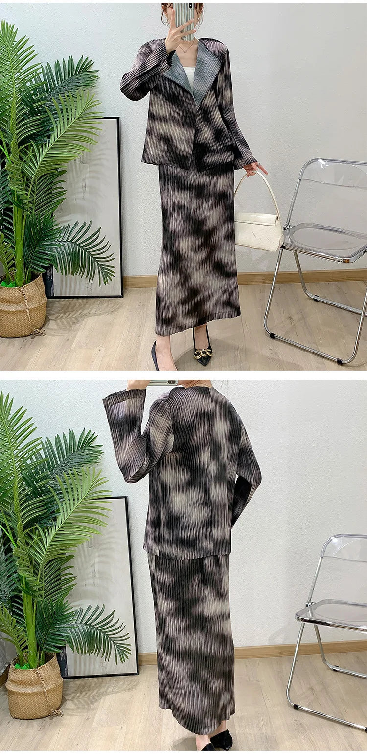 Luxe Pleated Tie-Dye Skirt Set