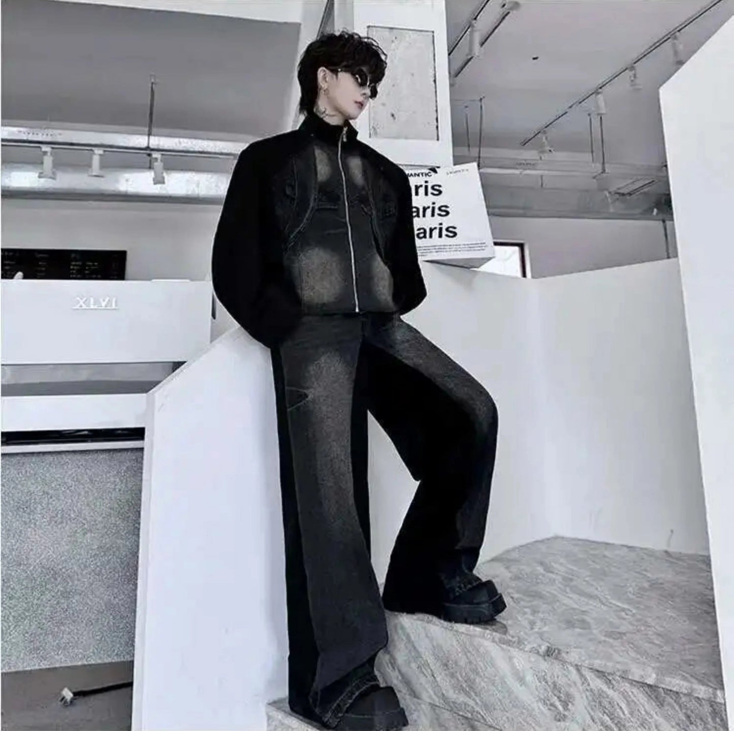 Men's Denim Two-Tone Oversized Set