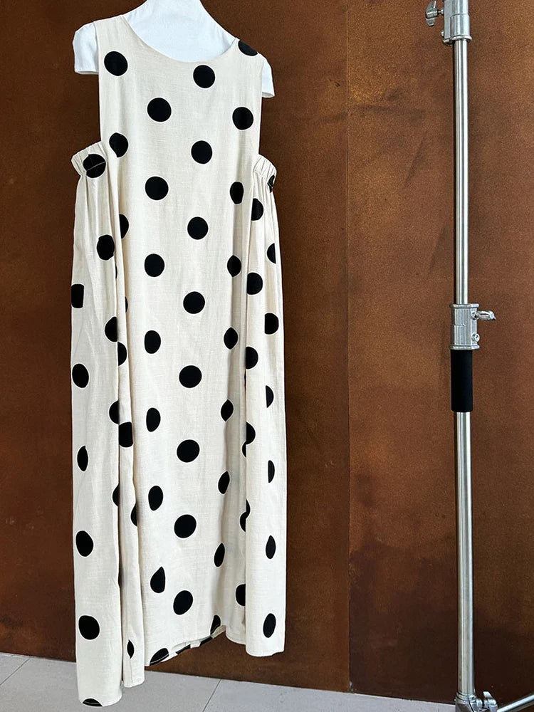 Linen Oversized Sleeveless Midi Dress