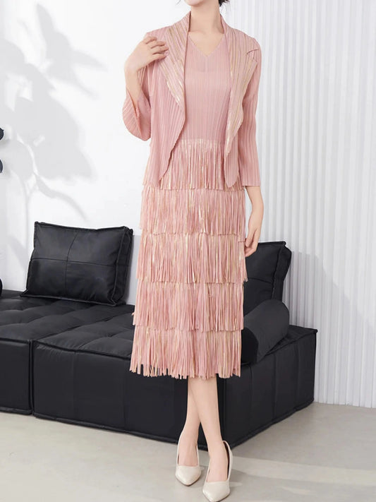Japanese Pleat Dress & Cardigan