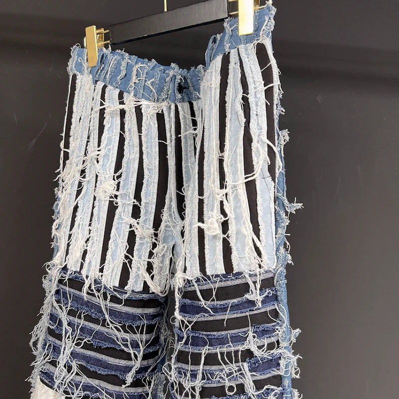 Men's Denim Distressed Light Wash Blue Jeans