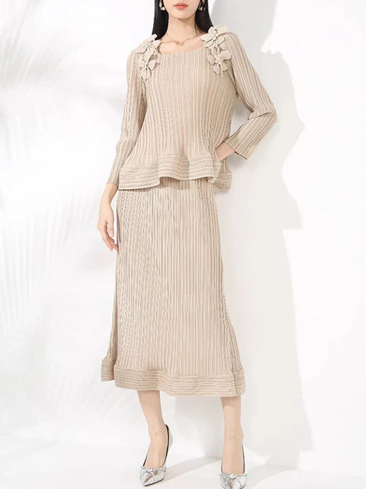 Luxury Pleated Top & Skirt - Designer, Formal Event Outfit