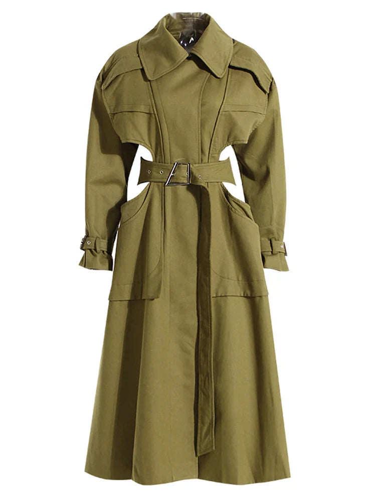 Luxury Avant-Garde Belted Trench Coat