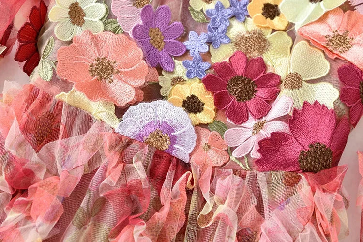 Floral Ruffle Midi Dress | Romantic Gown
