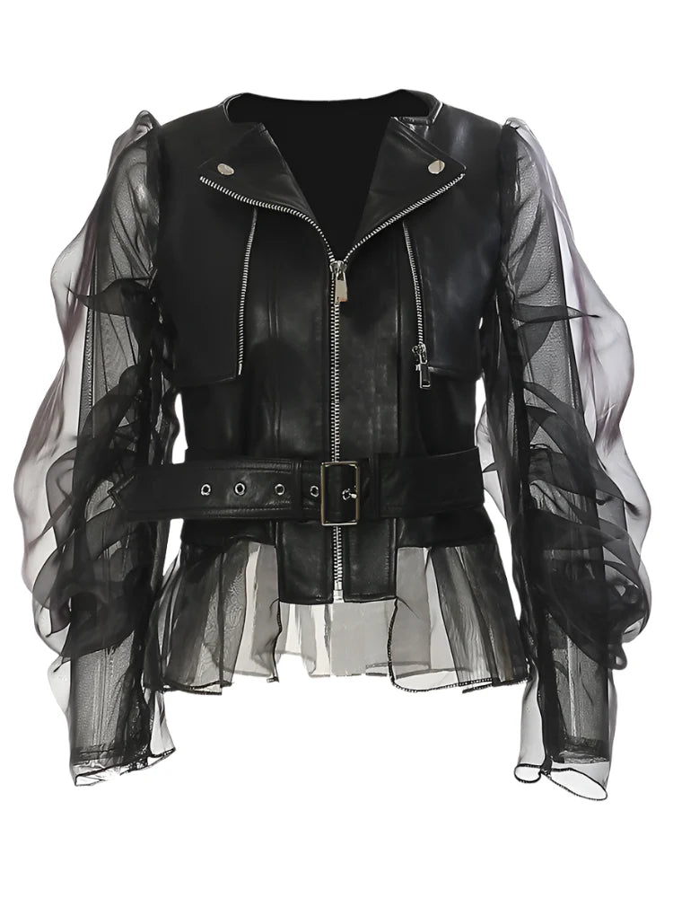 Elegant Vegan Leather Moto Jacket