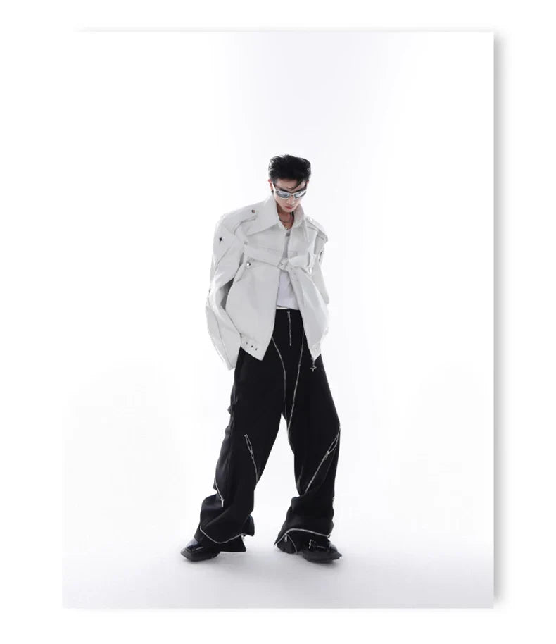 Men's Oversized-Fit Faux Leather Bomber Jacket