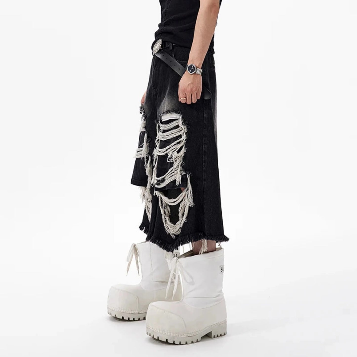 Men's Luxury Denim Distressed Culottes