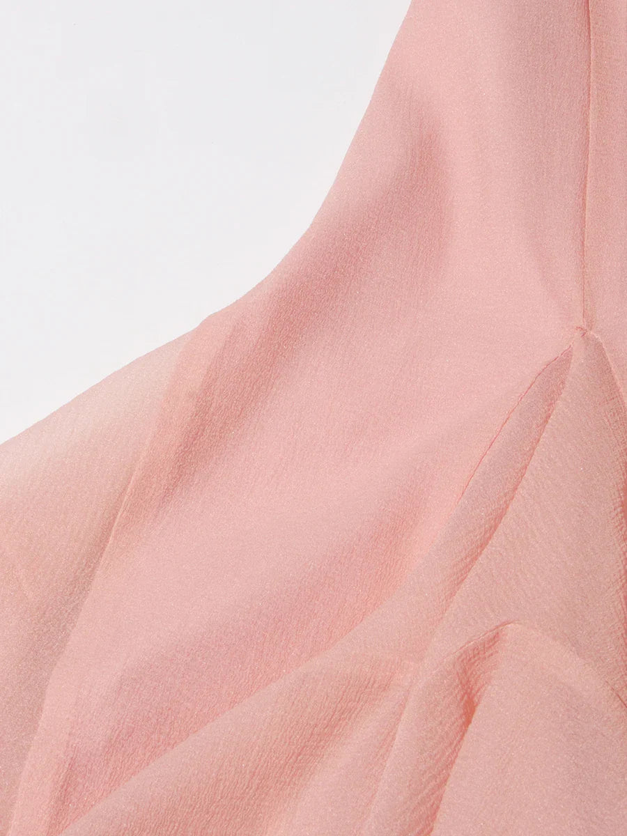 Fitted Bell Sleeve Chiffon Mini Dress