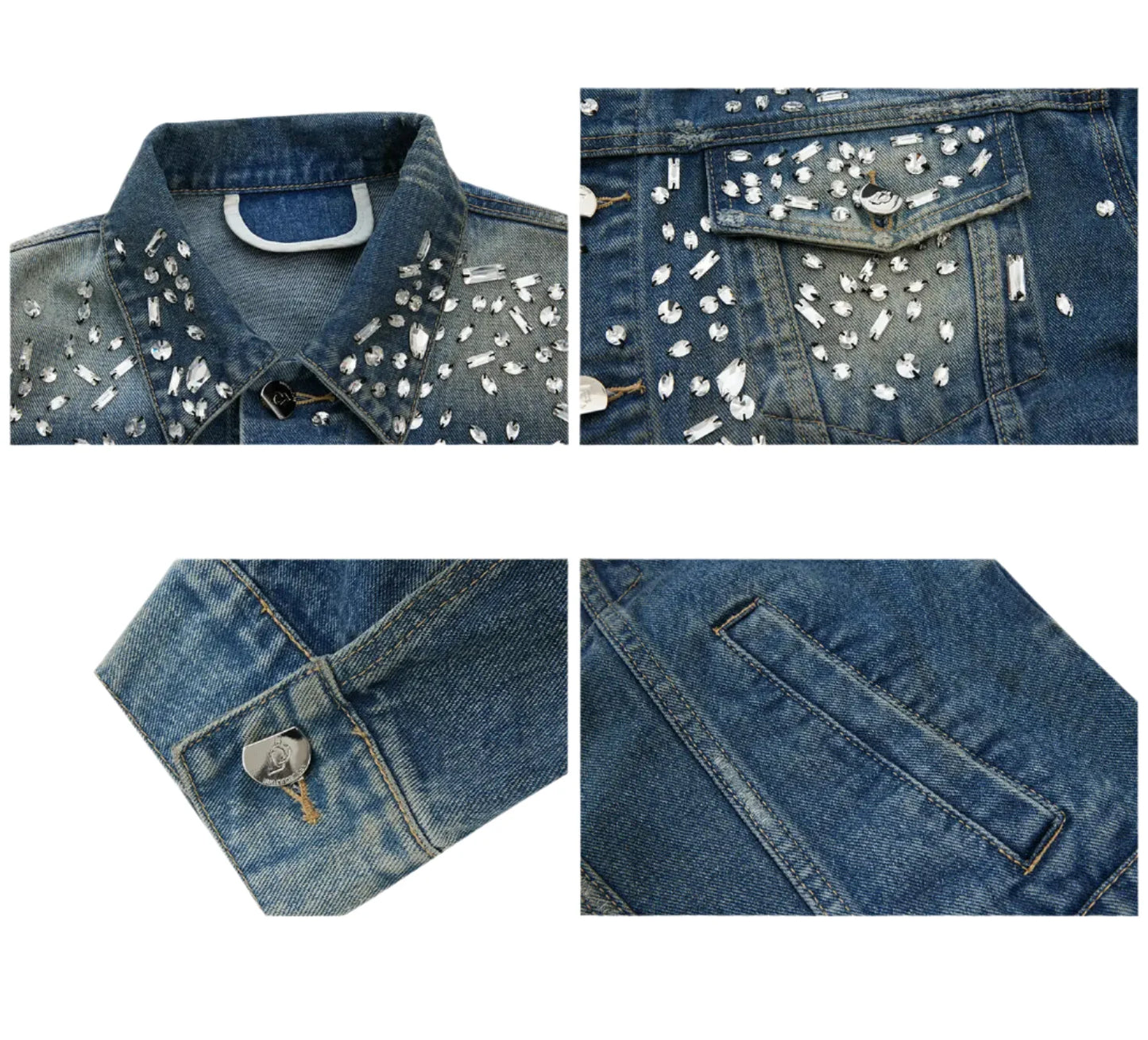 Men's Embellished Denim Trucker Jacket