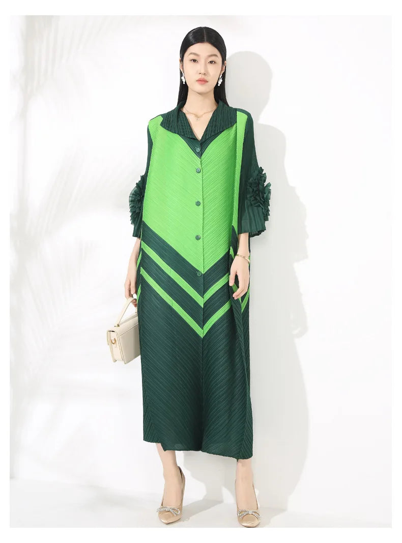 Plissé Pleated Blouse Dress