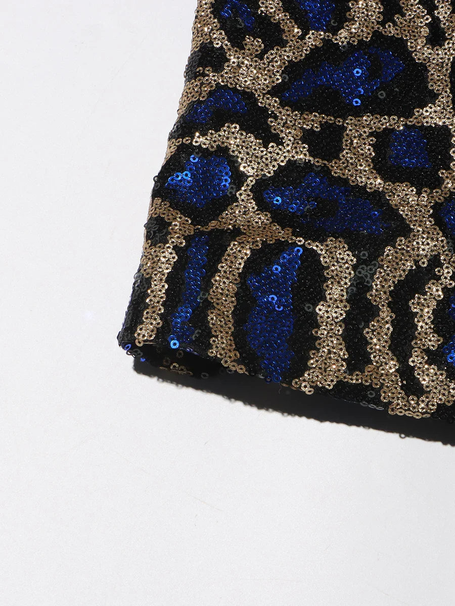 HEYFANCYSTYLE Glam Leopard Sequin Blazer