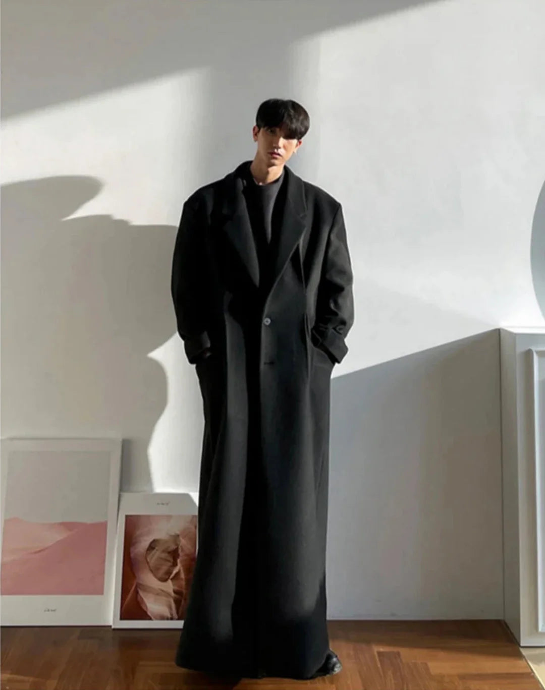 Men's Luxury Floor Length Long Wool Trench Coat