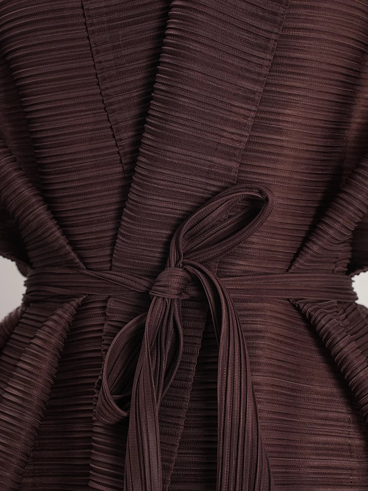 Truly Pleated Oversized Brown Trench Coat