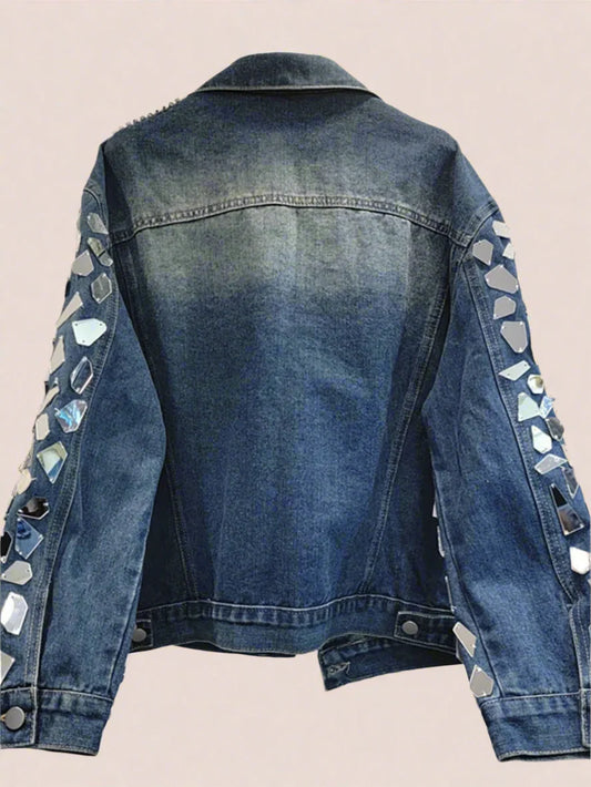 Women's Denim Geometric Mirrors Jacket