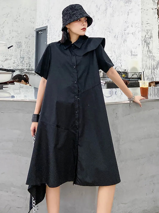 Black Shirt Dress - Avant-Garde Oversized Fit