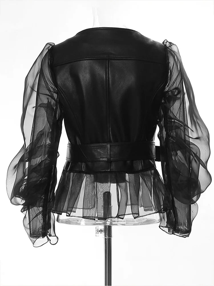 Elegant Vegan Leather Moto Jacket