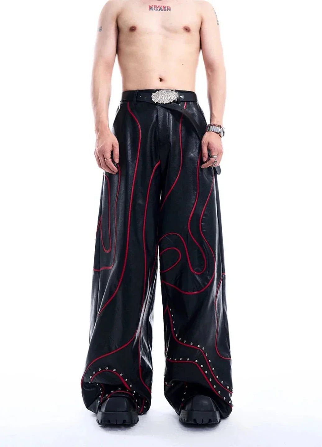 Men's Ultra Baggy Faux Leather Pants | Luxury Streetwear