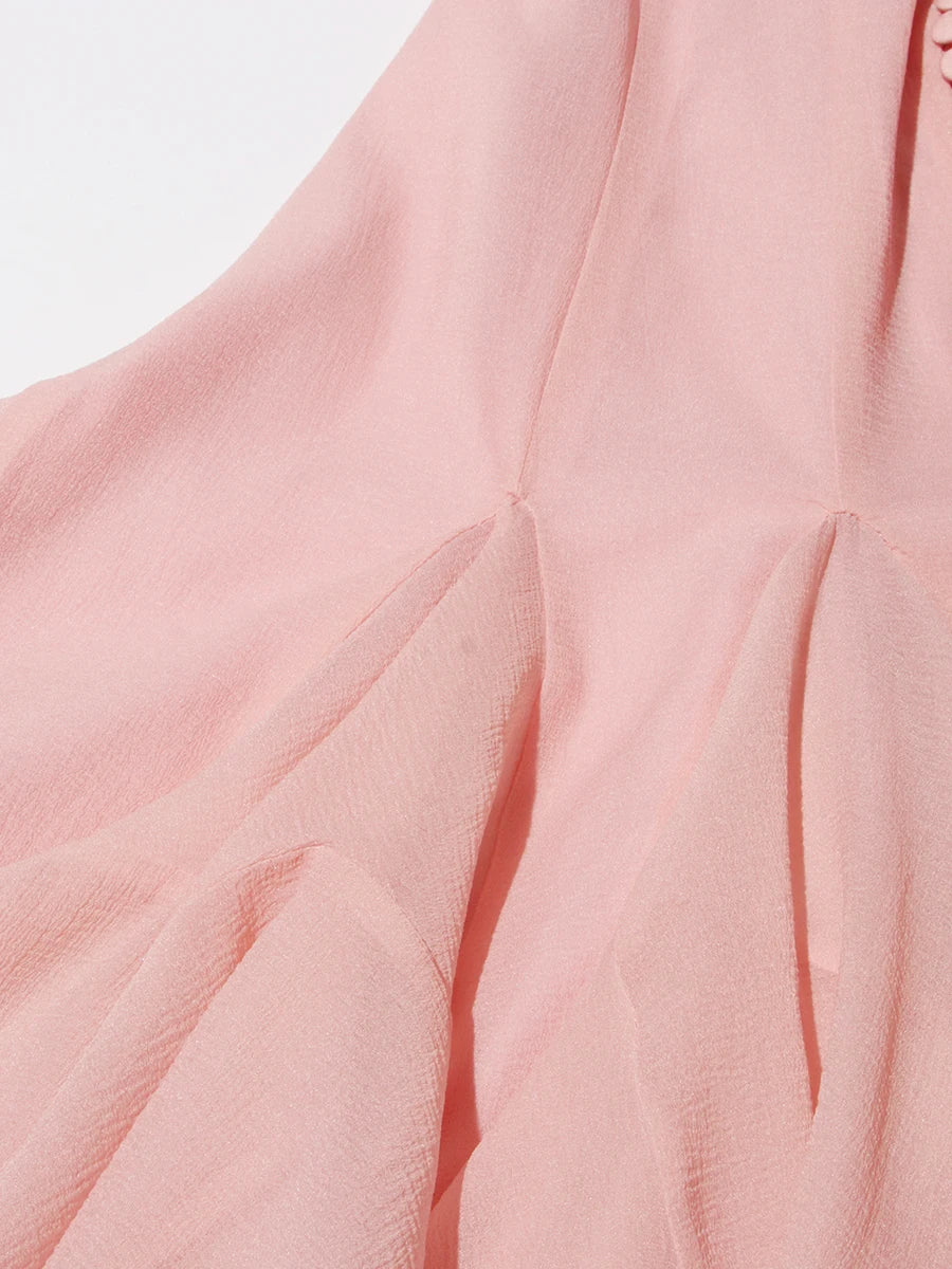 Fitted Bell Sleeve Chiffon Mini Dress