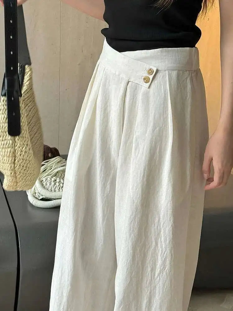 Linen Women's Luxury Wide Leg Trousers