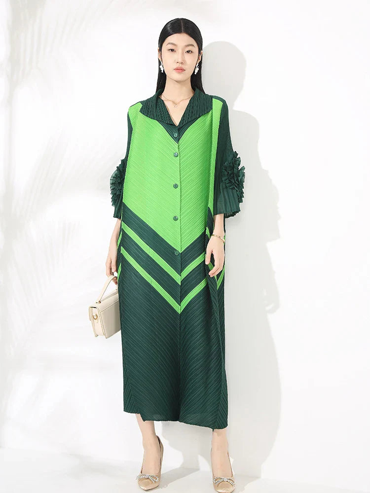 Plissé Pleated Blouse Dress