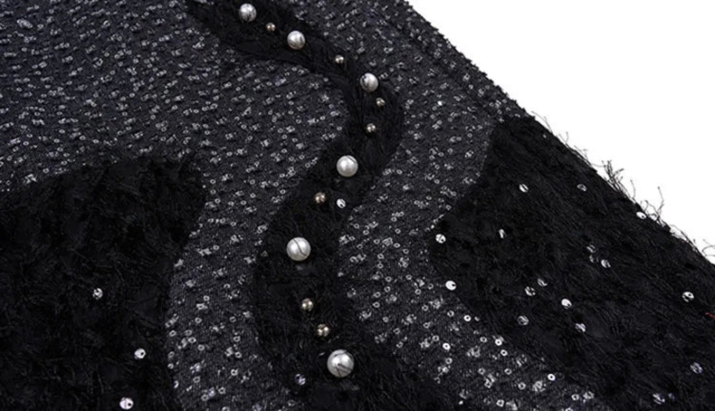 Men's Wool Blend Wide-Leg Beaded Trousers