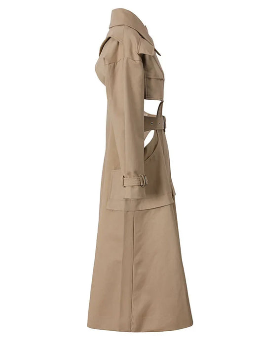 Luxury Avant-Garde Belted Trench Coat