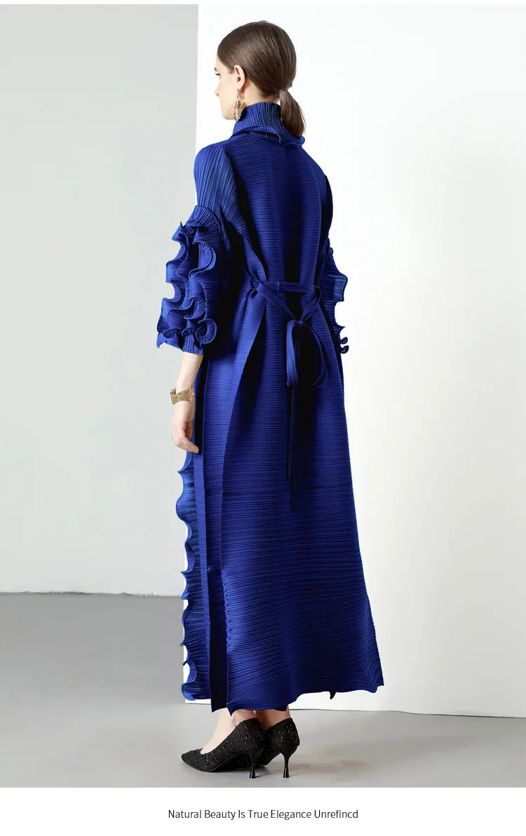 Women's Loose Fit Pleated Long Coat â€?Elegant Outerwear