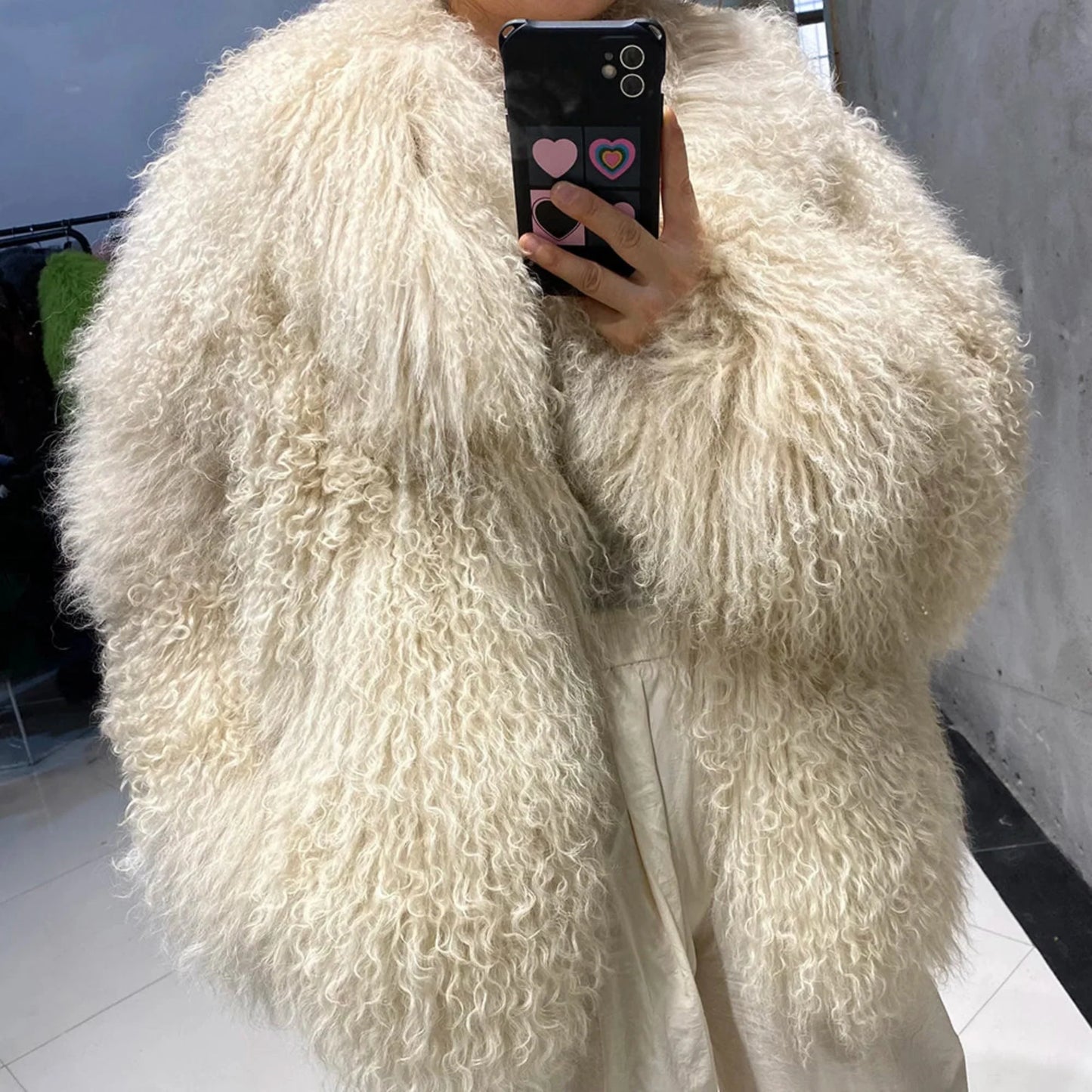 100% Genuine Fur Plush Shaggy Coat