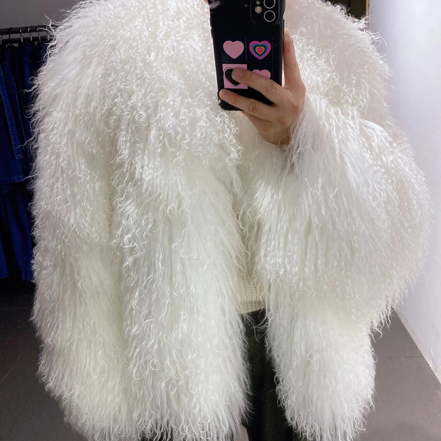 100% Genuine Fur Plush Shaggy Coat