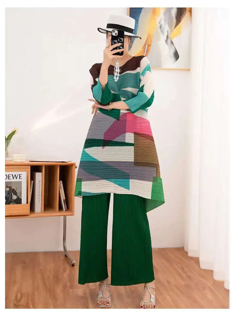 Pleated Two-Piece Modern Style Set